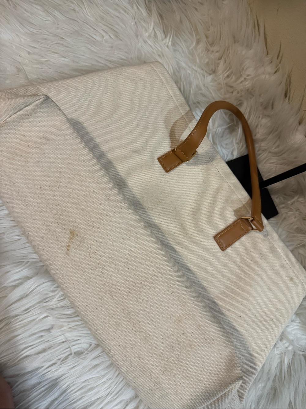 Celine Canvas Tote in Ivory with Tan Leather Handles - Picture 7 of 9